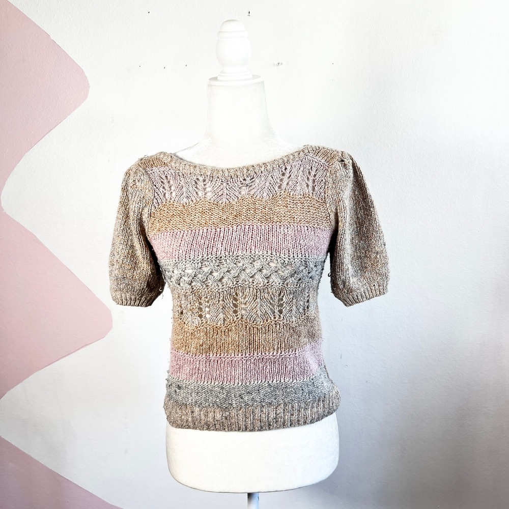 Vintage Y2k 90s Crochet Top 2000s Open Knit Boho Festival Hippie‎ Small